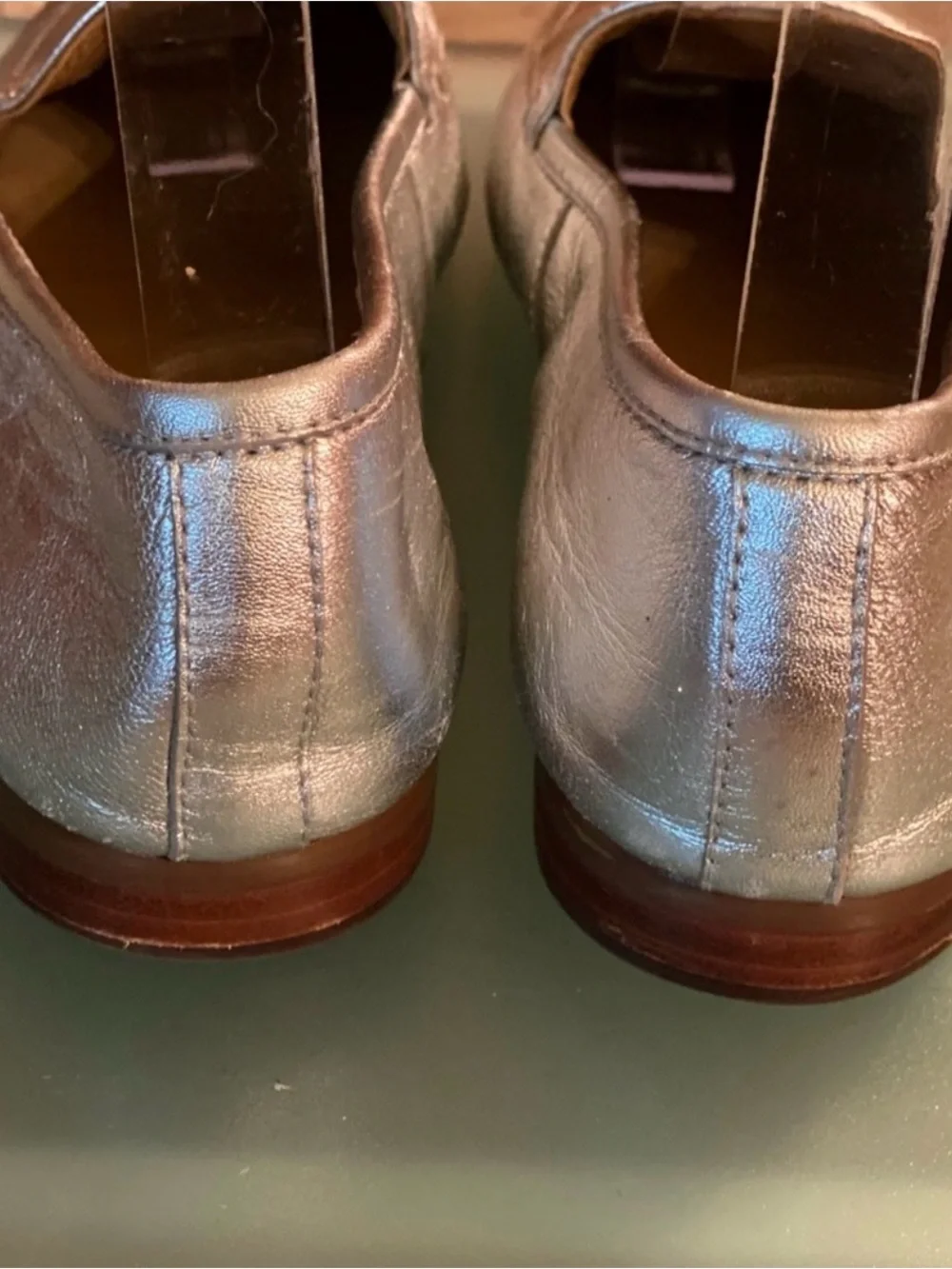 Banana Republic “Demi” Metallic Silver Slip-On Loafers